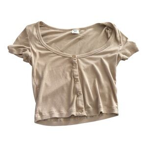 ARITZIA Sunday Best Holly Crop Top Tan 2XS Cropped Tank